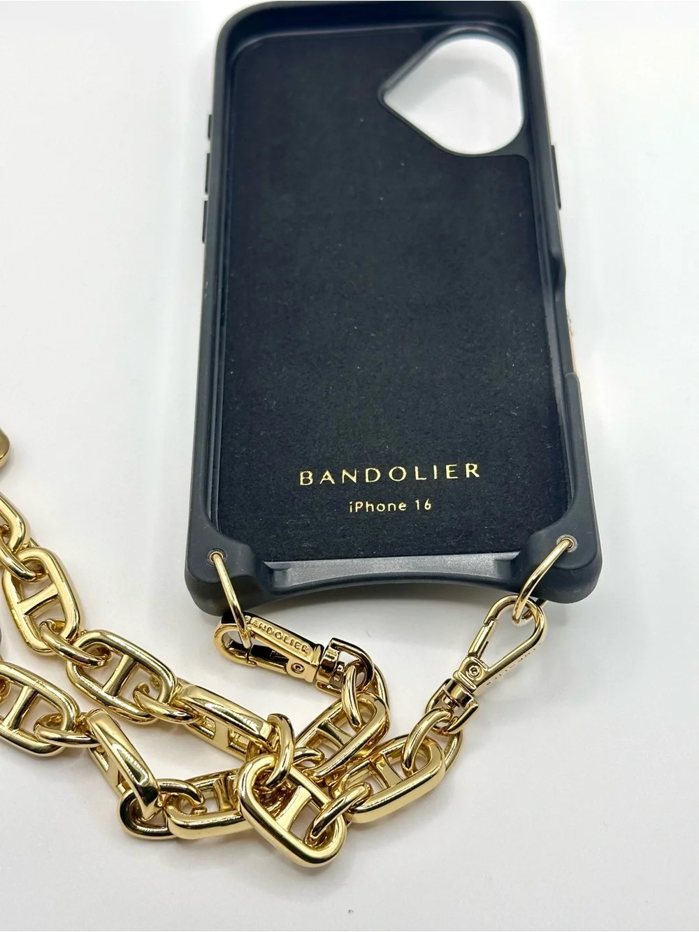 Bandolier Isla Magsafe Wristlet Phone Case Black Gold iPhone 16 Card Slots